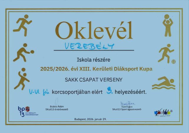 3. hely sakk Diákolimpia Bp csapat XIII. ker. döntő.JPG