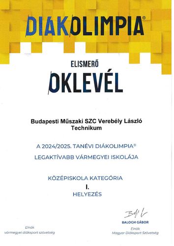 Diákolimpiai elismerés